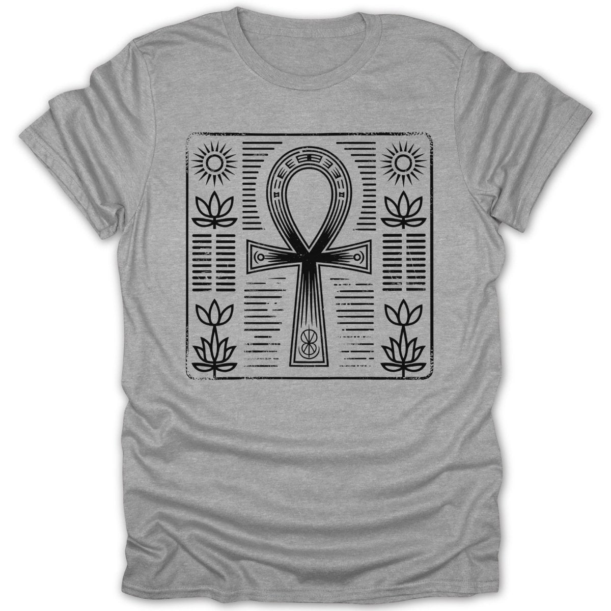 Ankh Egyptian Symbol Sun Lotus Tee - Zion Threadz
