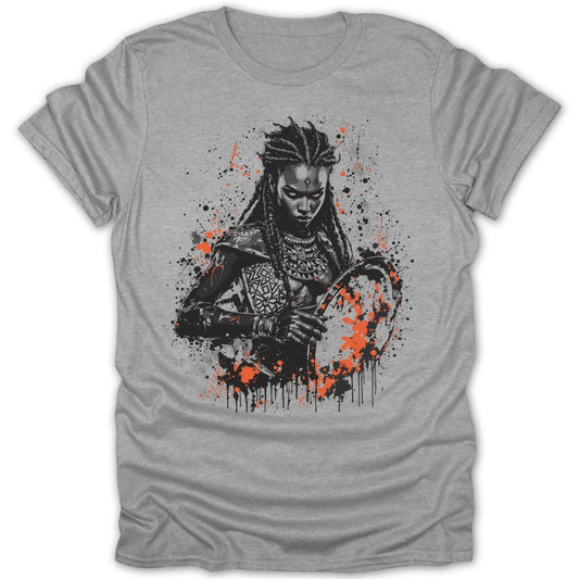 Black and Orange Female Tribal Warrior Tee - Zion Threadz