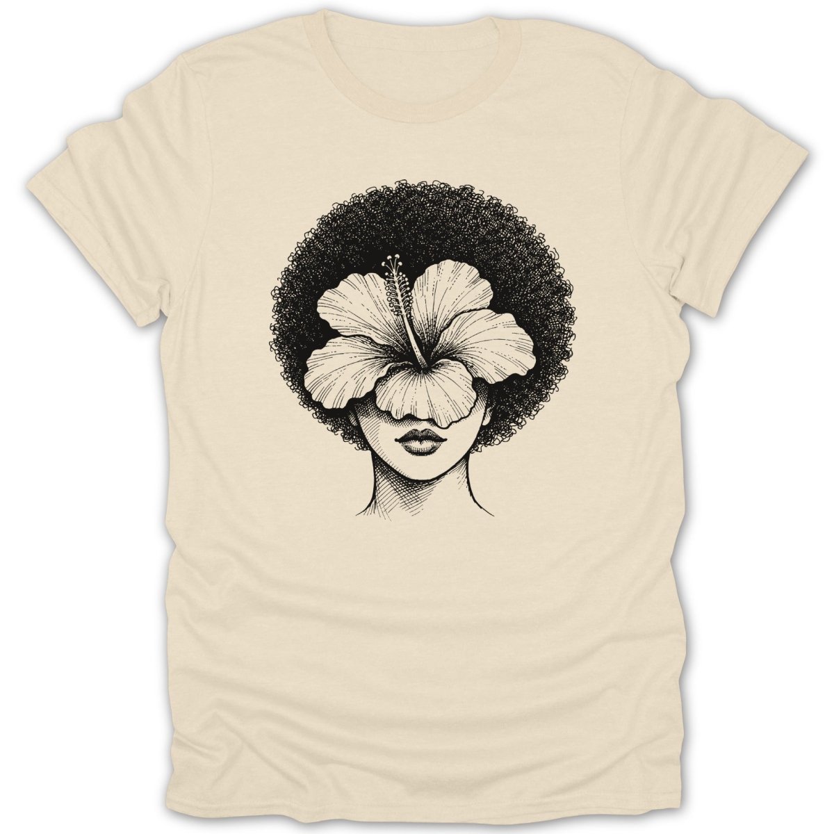 Afro Woman Hibiscus Tee - Zion Threadz