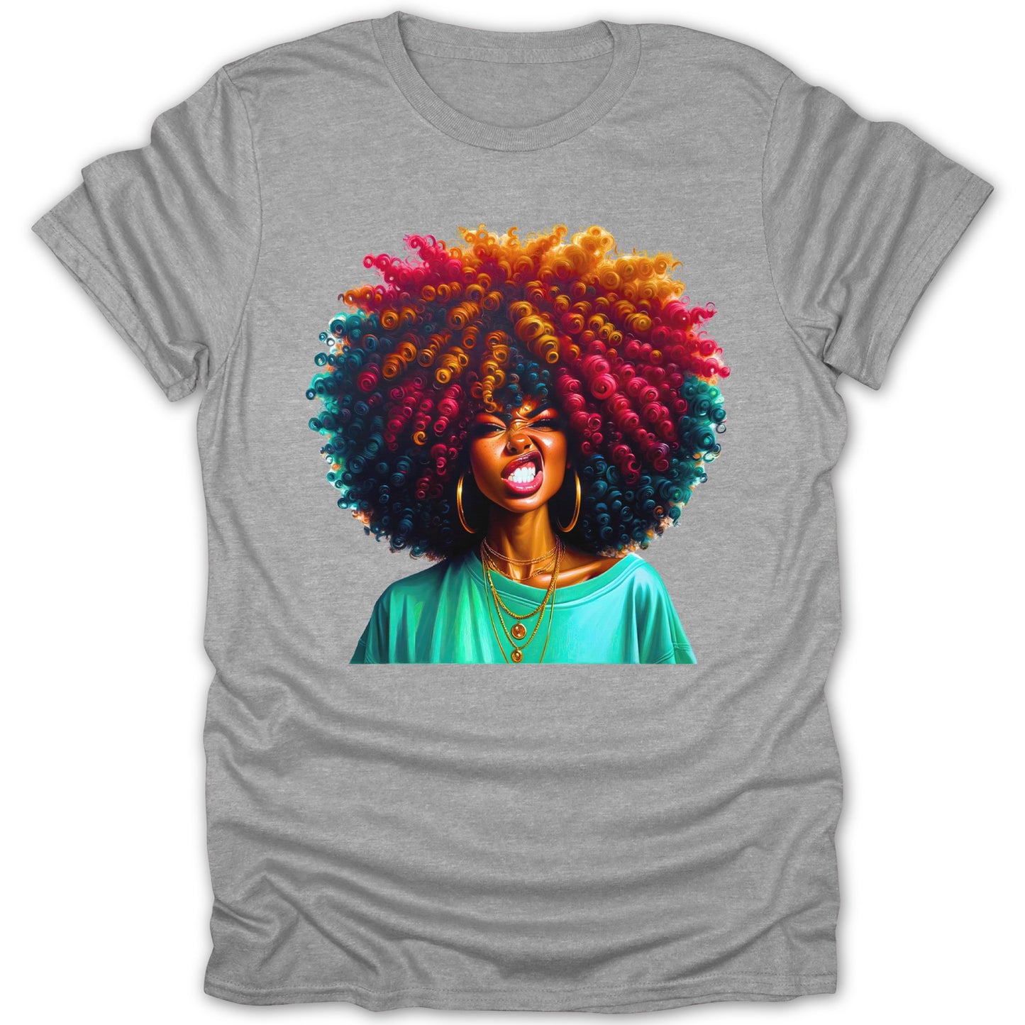 Vibrant Afro Woman Graphic Tee shirt product type