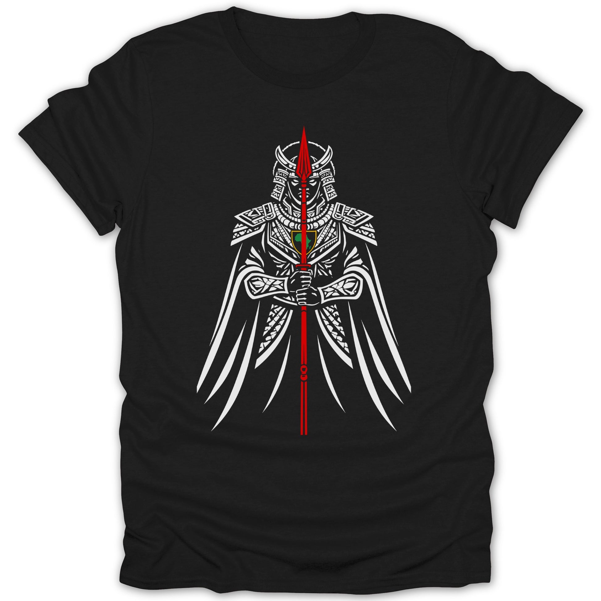 Majestic Warrior with Spear Black T-shirt