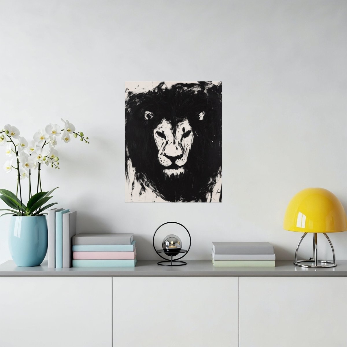 Abstract Black And White Lion Painting Powerful Poster - Zion Threadz