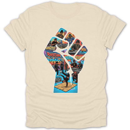 90s Flow Rhythm Music Unity Graphic Fist T-shirt