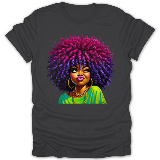 Vibrant Afro Woman Colorful Art T-Shirt product type