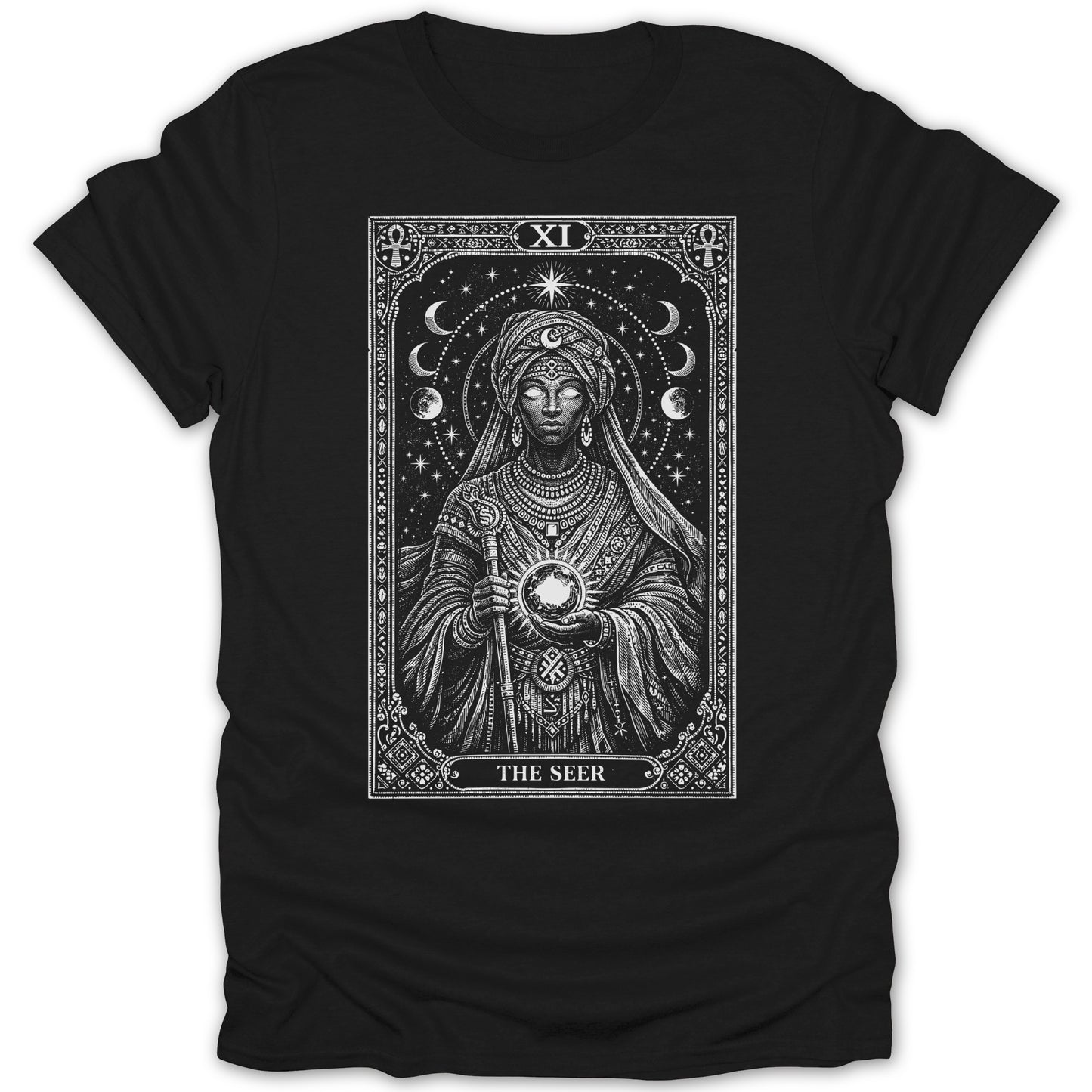 XI THE SEER Tarot Card Mystic Oracle Celestial product type
Tarot
The Seer
Oracle
Mystic
Celestial
Moon
Stars
Divination
Esoteric
Tarot Card
Occult
Witchy
Fortune Teller
Astrology
Spiritual
Bohemian
Vintage Tarot
Gothic
Magic
Black and White