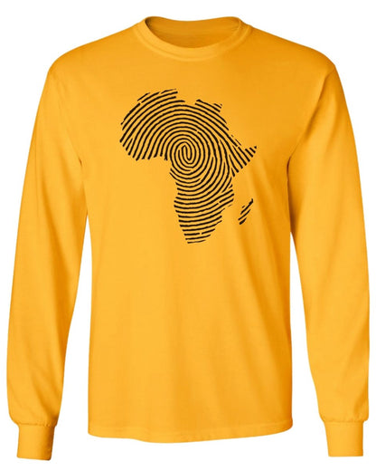 Africa Fingerprint BW Long Sleeve Tee - Zion Threadz