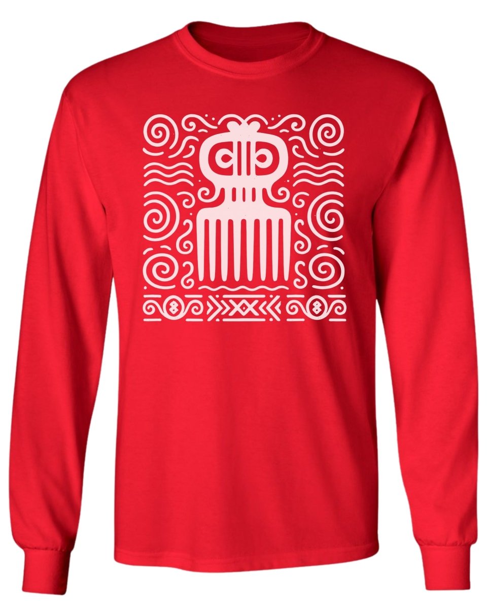 Adinkra Comb Pattern Long Sleeve Tee - Zion Threadz