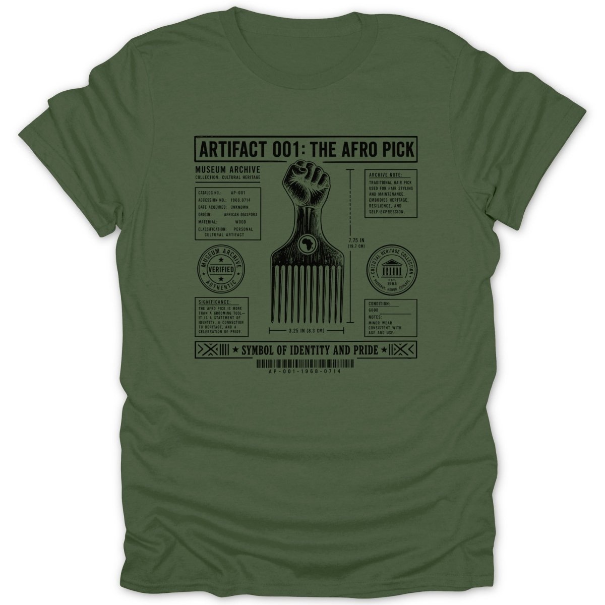 Afro pick artifact graphic with text "Symbol of Identity and Pride".
