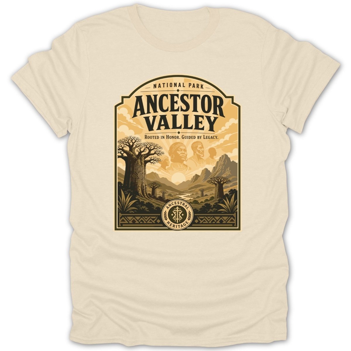 National Park Ancestor Valley graphic with landscape, trees, and people.