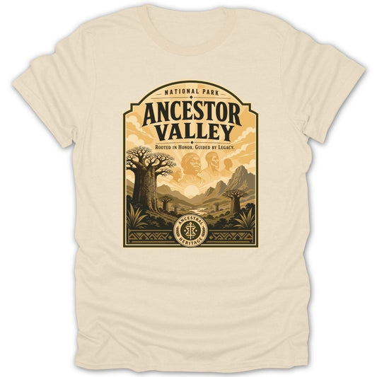 National Park Ancestor Valley graphic with landscape, trees, and people.
