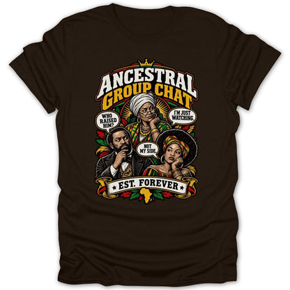 Ancestral Group Chat graphic with three people and text "Est. Forever".