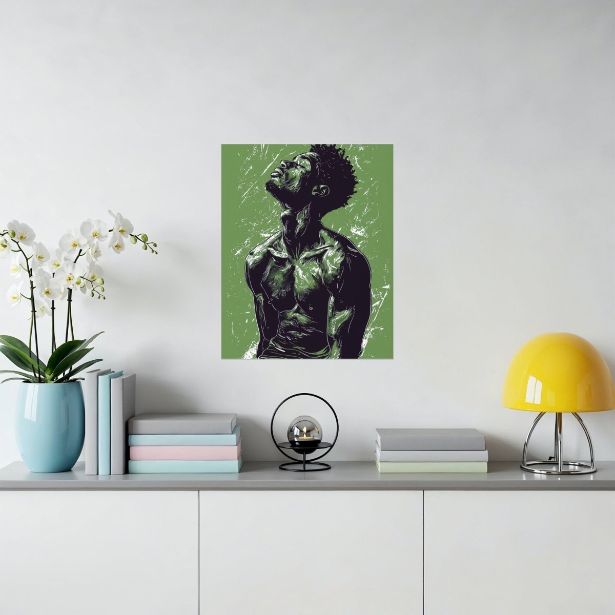 Artistic Expression Black Man Green Background Poster - Zion Threadz