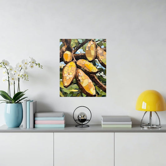 Artistic Renderings Of Cacao Pods On A Tree Branch Poster - Zion Threadz