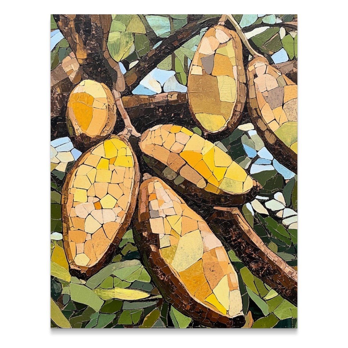 Artistic Renderings Of Cacao Pods On A Tree Branch Poster - Zion Threadz