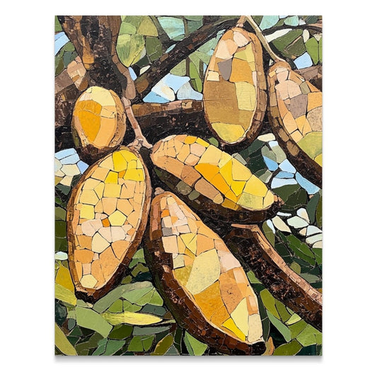 Artistic Renderings Of Cacao Pods On A Tree Branch Poster - Zion Threadz