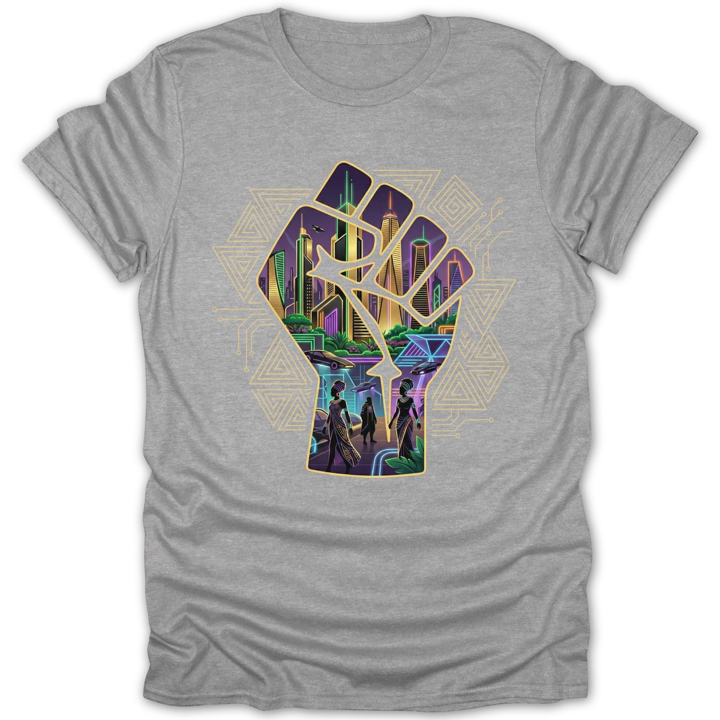 Black Fist Futuristic City Tee