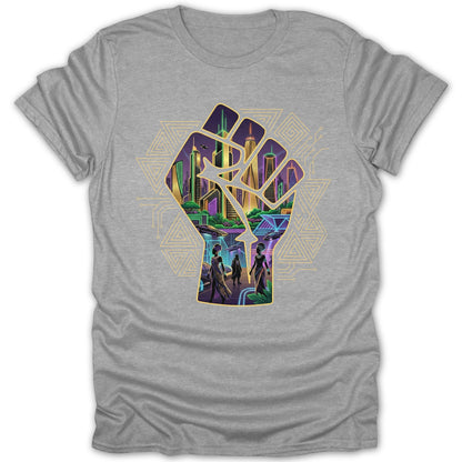 Black Fist Futuristic City Tee