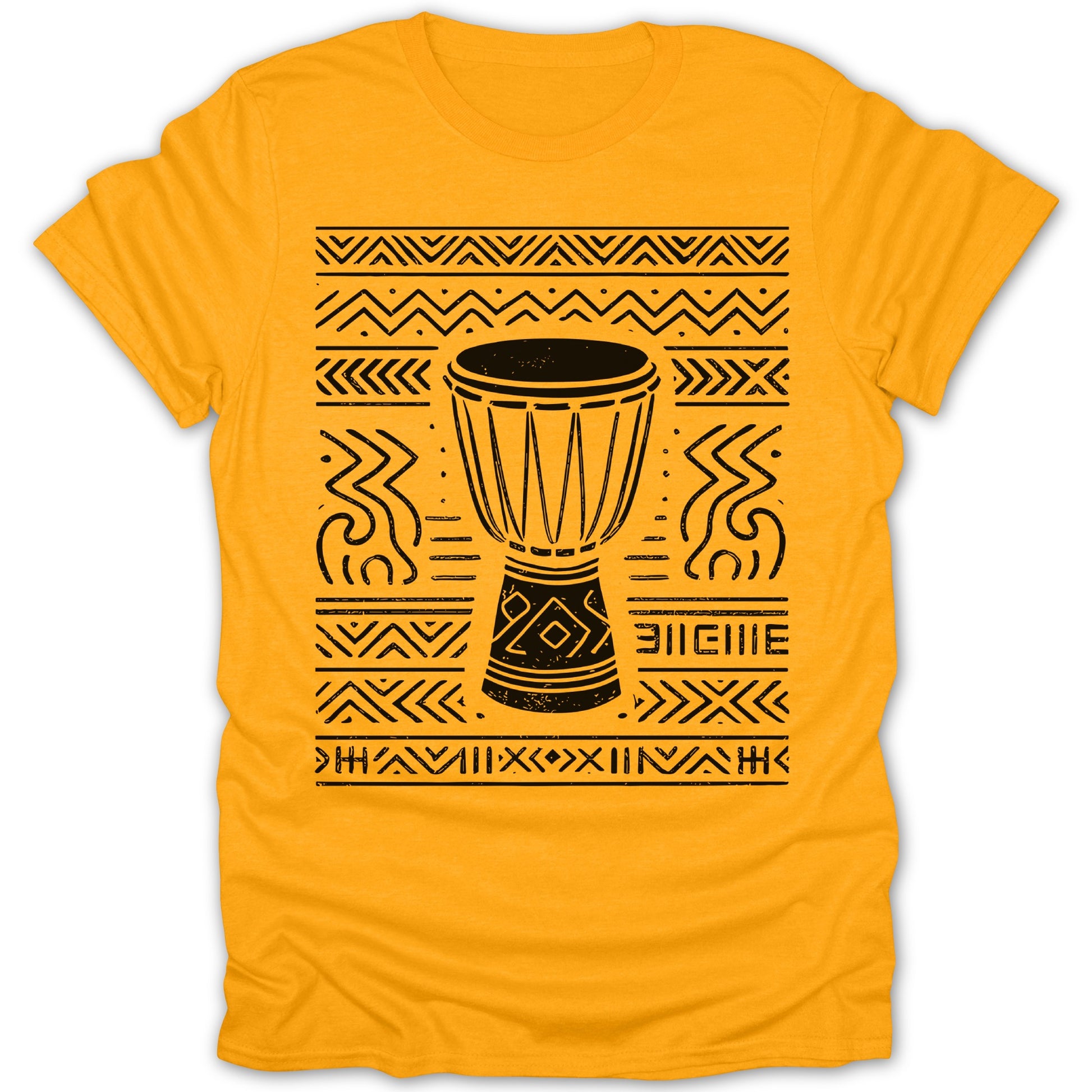 Vibrant Tribal Drum Graphic Printed Yellow T-Shirt product