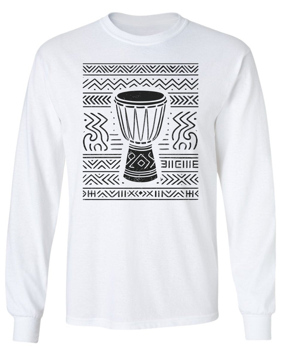 Tribal Drum Pattern Long Sleeve Tee - Zion Threadz