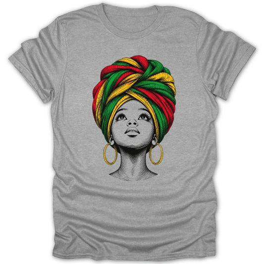 Juneteenth Afro Girl Headwrap Tee - Zion Threadz