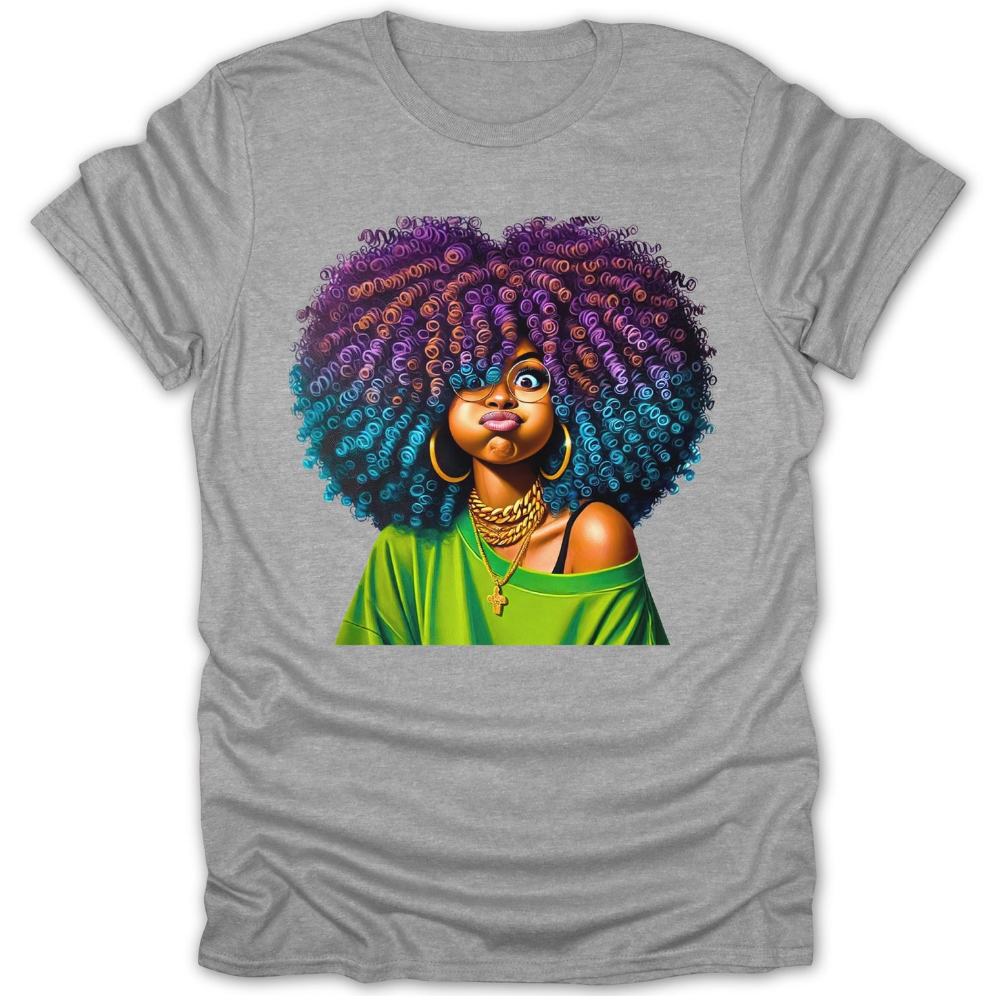 Colorful Afro Portrait Graphic Print T-Shirt product type