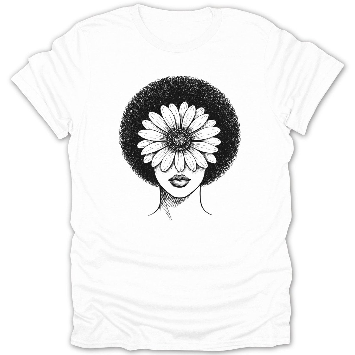 Afro Woman Daisy Flower Tee - Zion Threadz
