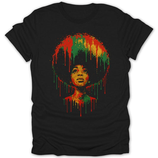 Afro Girl Paint Drip Tee - Zion Threadz