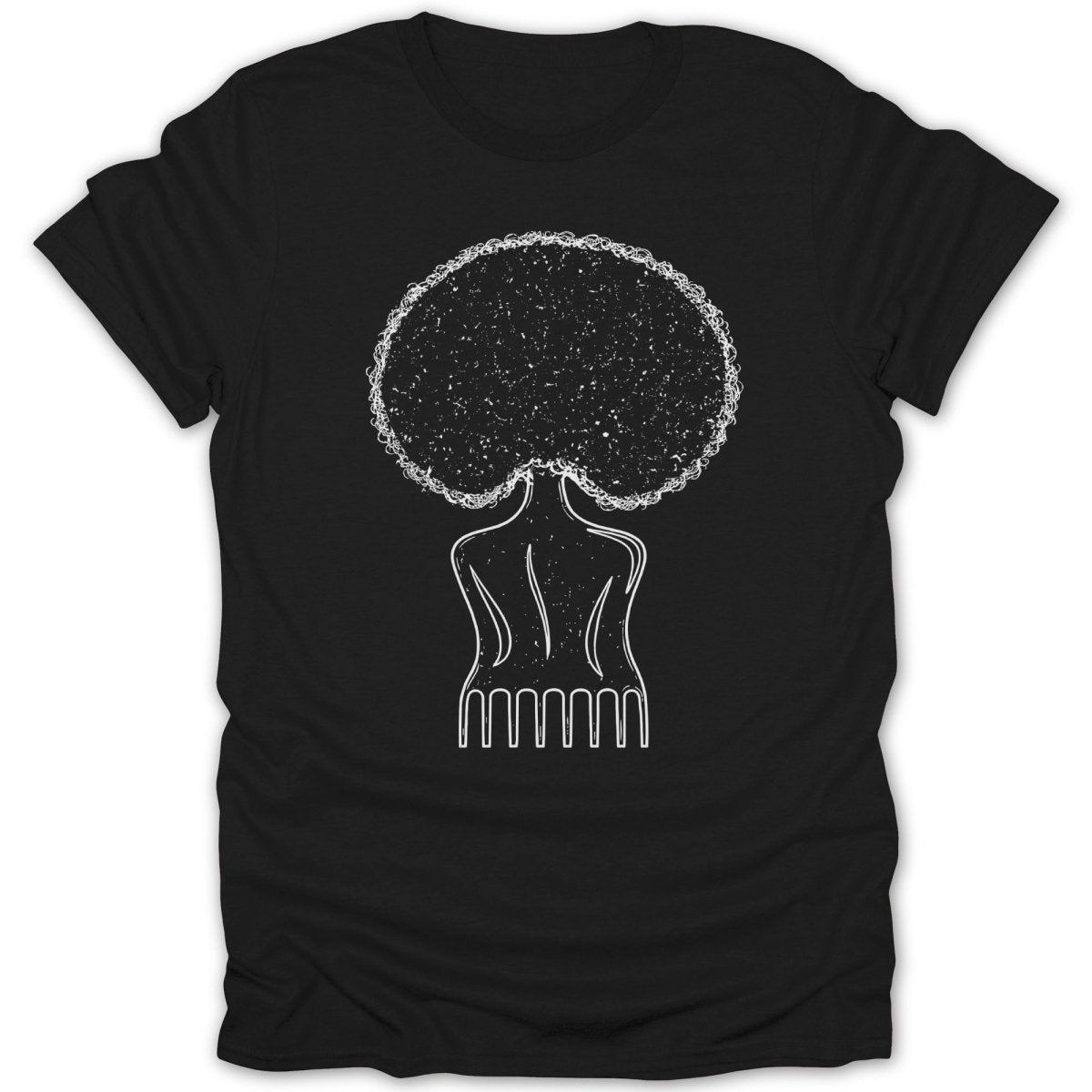 Afro Pick Girl Outline Tee - Zion Threadz