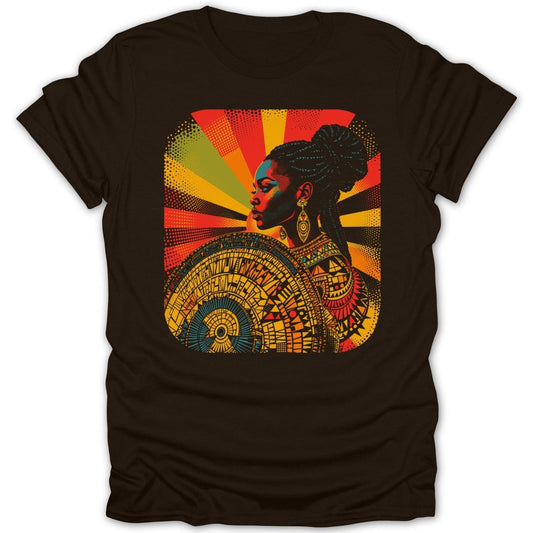 Shield Woman with Abstract Tribal Pattern Tee - Zion Threadz