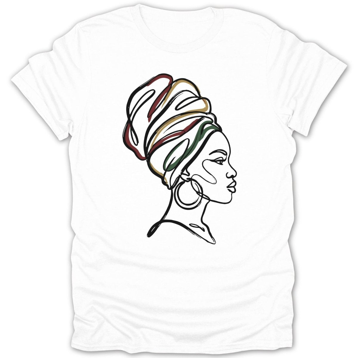African Queen Head Wrap Line Art Tee - Zion Threadz