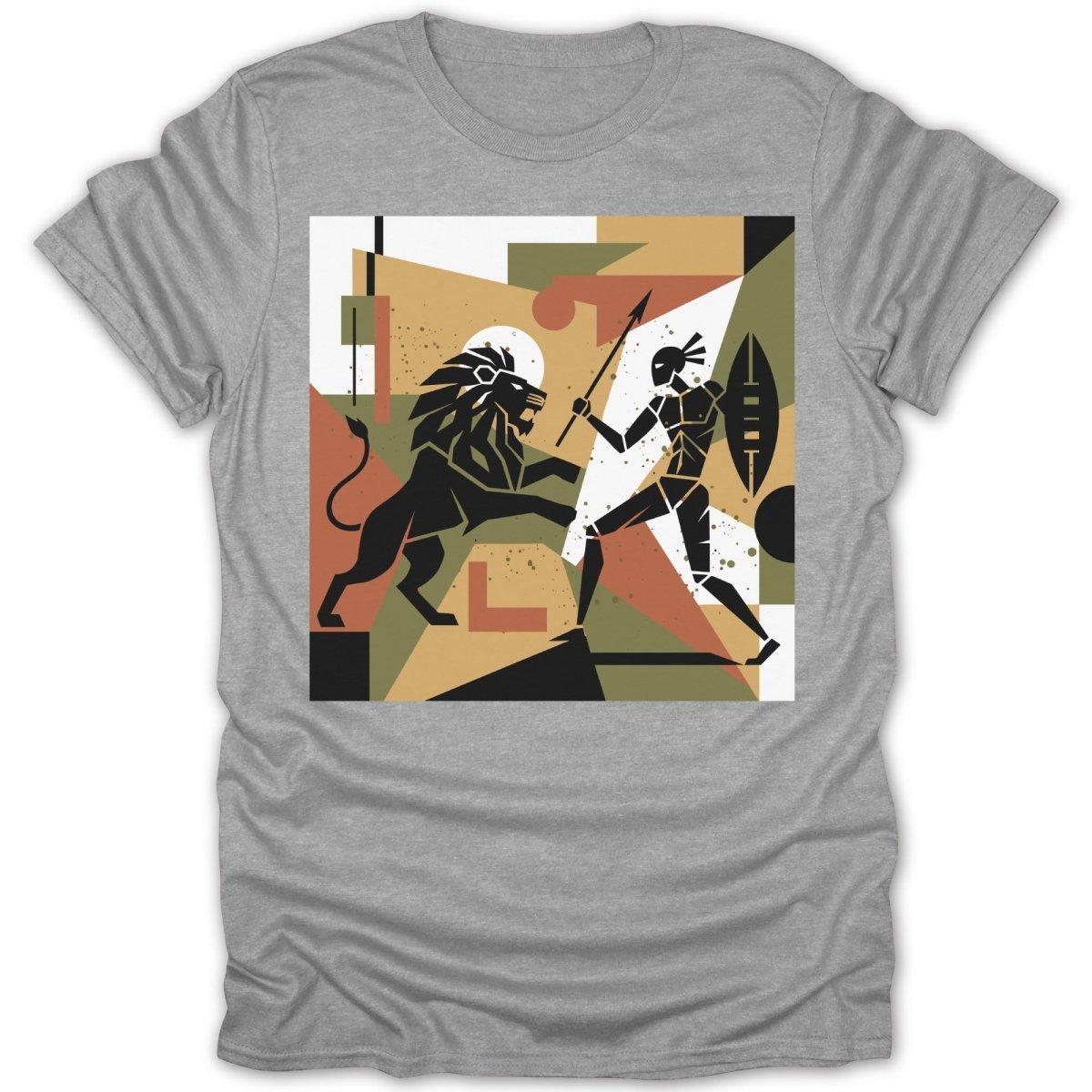 African Warrior Vs. Lion Abstract Tee - Zion Threadz