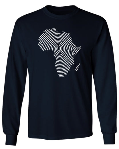Africa Fingerprint BW Long Sleeve Tee - Zion Threadz