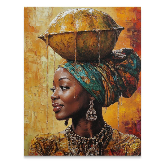 Beautiful Lady With a Basket At Her Head Portrait Poster - Zion Threadz
