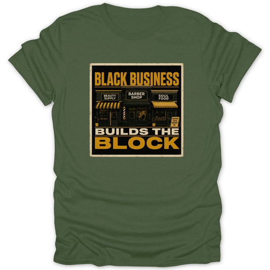 Black Business Builds the Block with beauty supply, barber, and soul food shops.