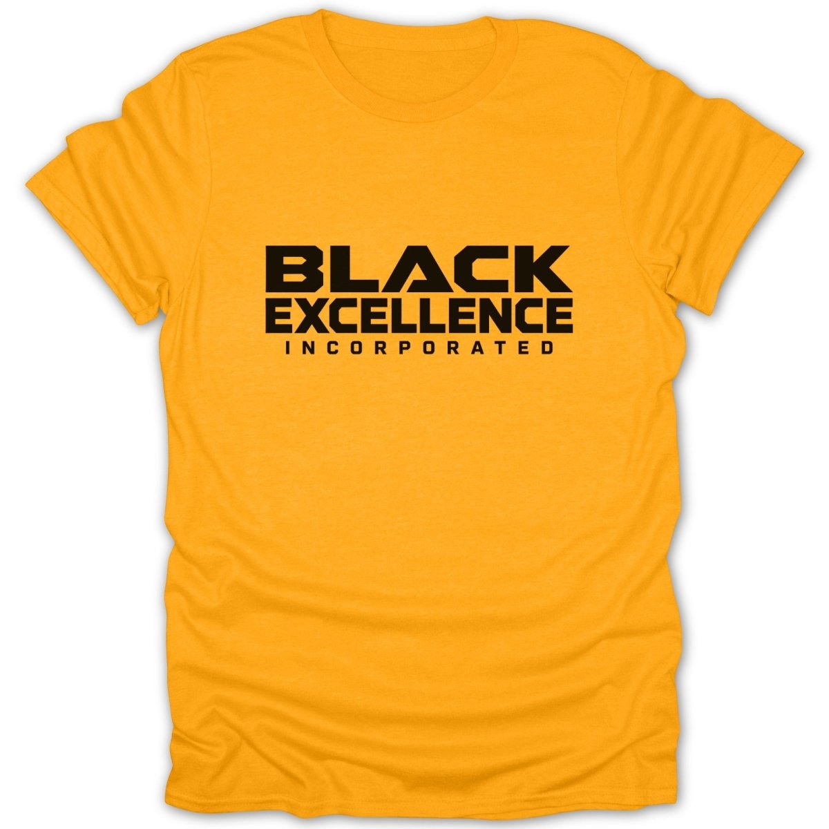 Orange t-shirt with black text "BLACK EXCELLENCE INCORPORATED".