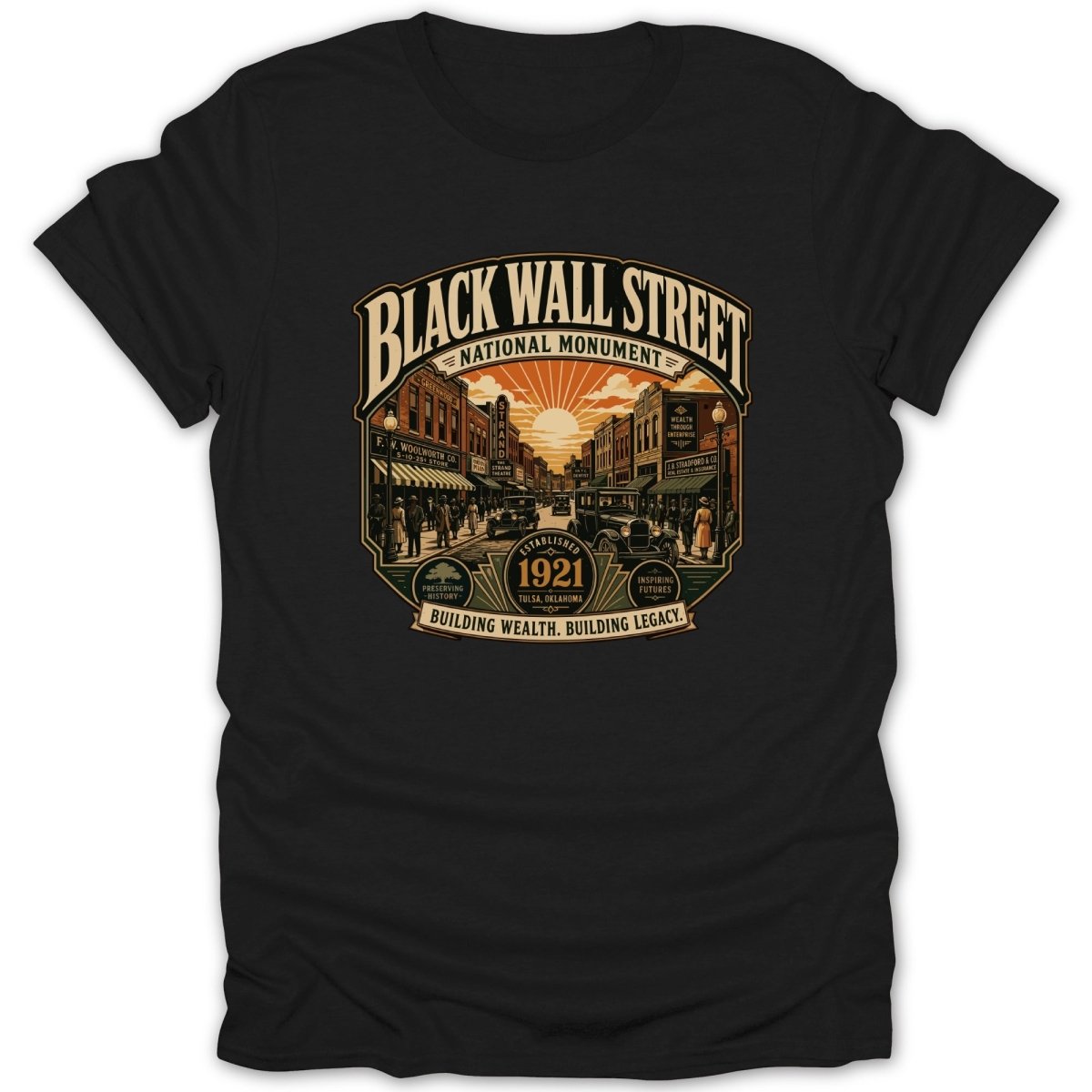 Black Wall Street National Monument design, established 1921 Tulsa, Oklahoma.