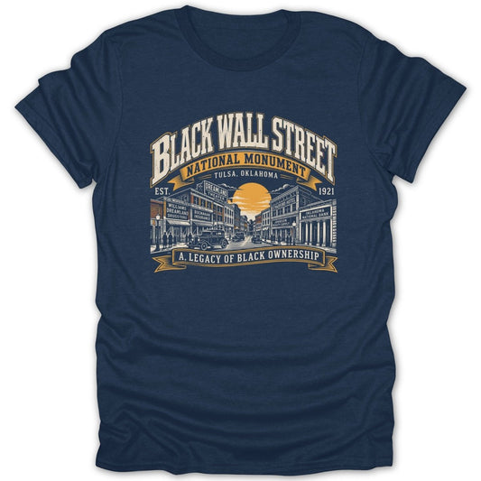Black Wall Street National Monument Tulsa Oklahoma vintage street scene design.