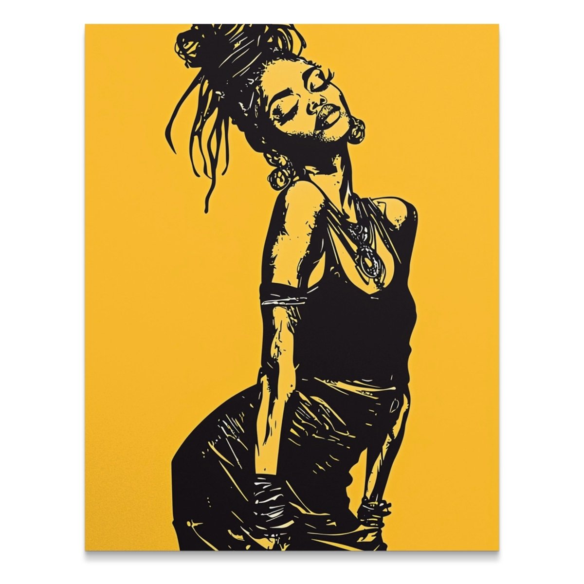 Black Woman With Dreadlocks Against Yellow Background Poster - Zion Threadz