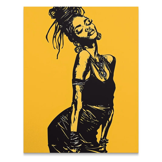 Black Woman With Dreadlocks Against Yellow Background Poster - Zion Threadz