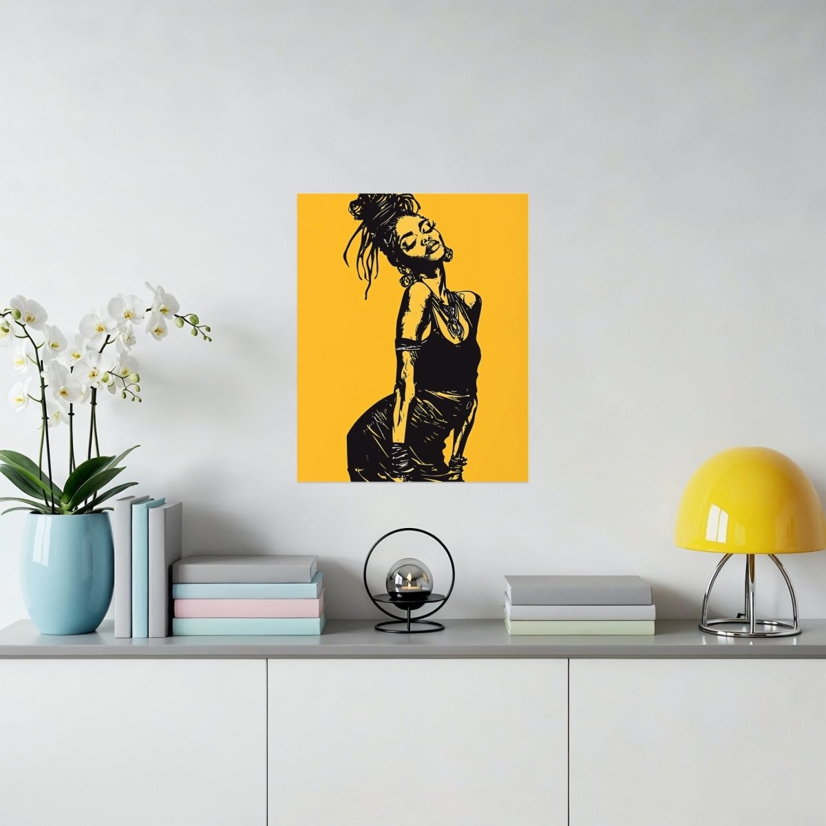 Black Woman With Dreadlocks Against Yellow Background Poster - Zion Threadz