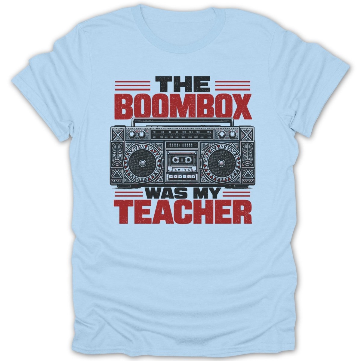 Light blue t-shirt with graphic "The
