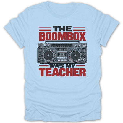 Light blue t-shirt with graphic "The