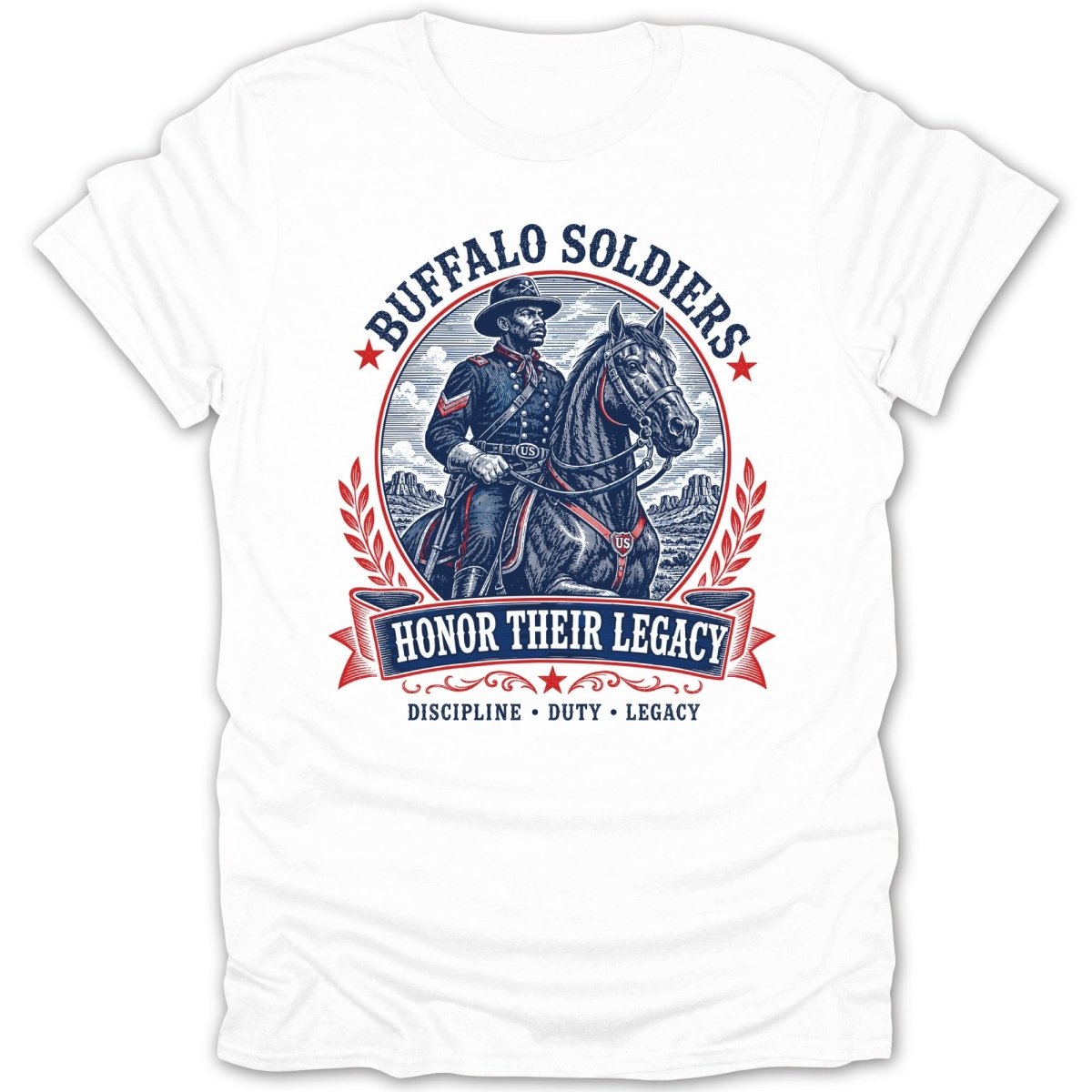Buffalo Soldiers on horseback, with text "Honor Their Legacy".
