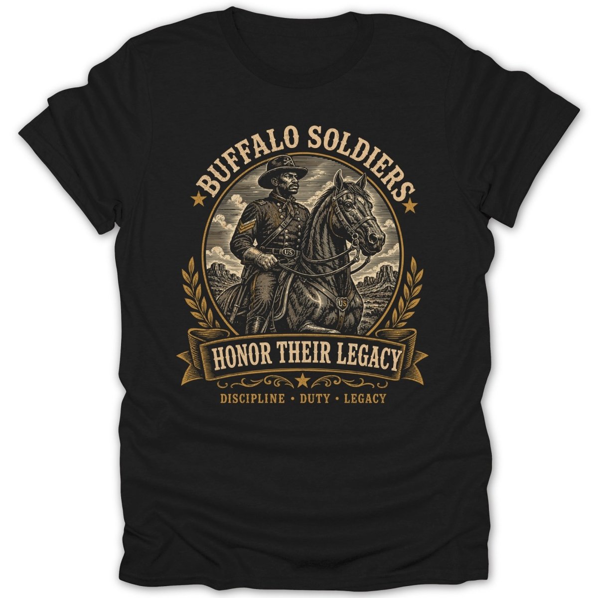 Buffalo Soldiers, a soldier on horseback, with text "Honor Their Legacy."