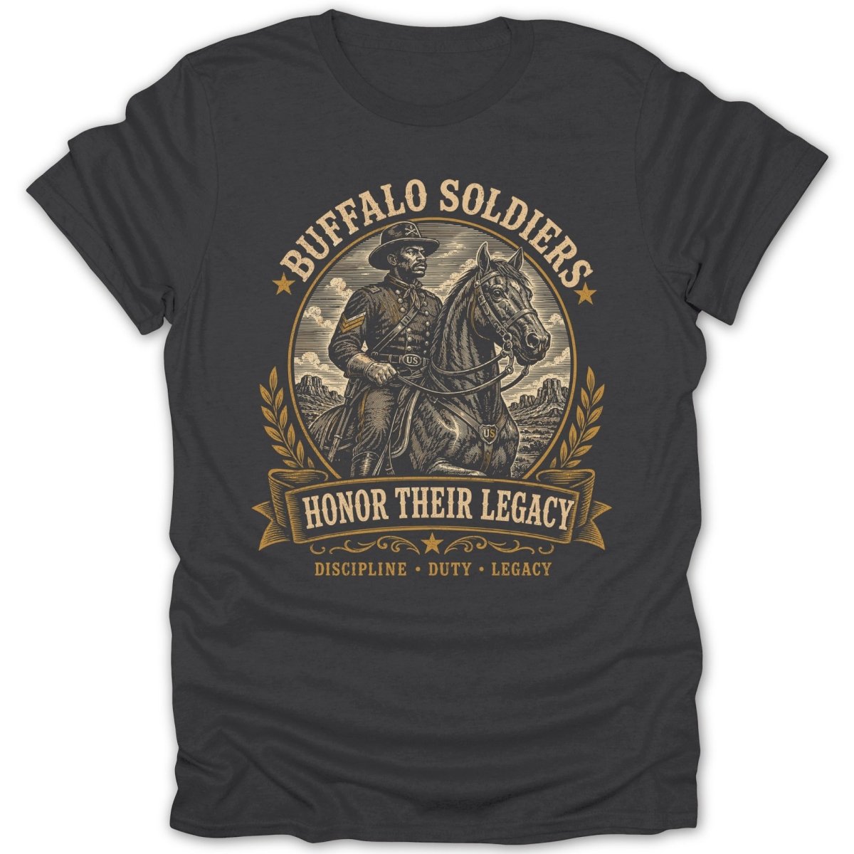 Buffalo Soldiers on horseback, "Honor Their Legacy" text.