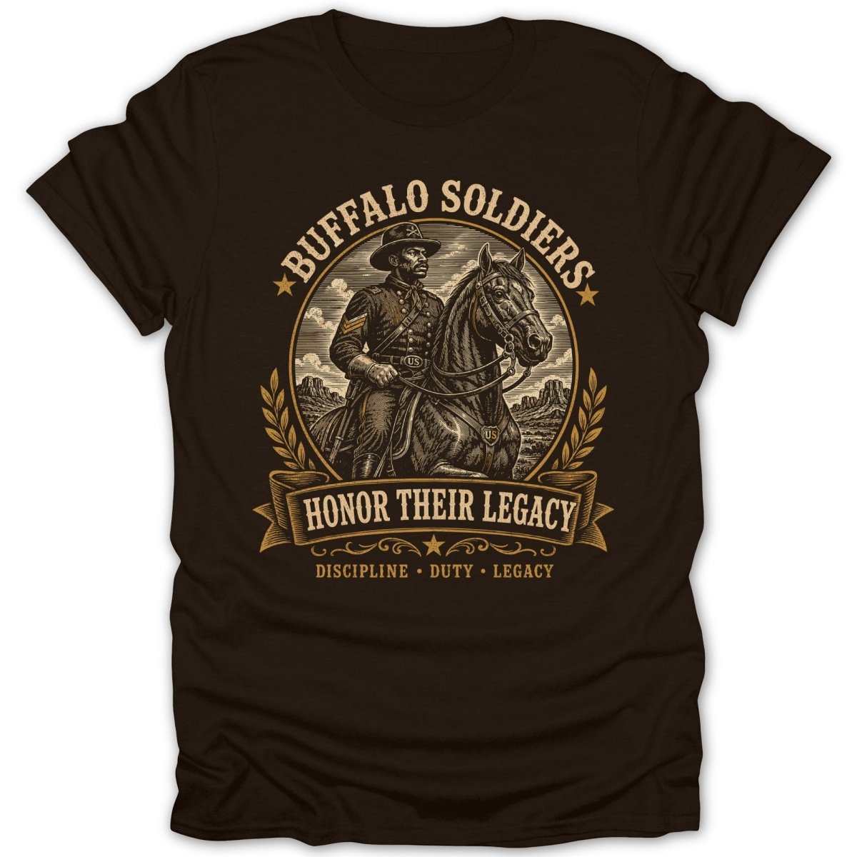 Buffalo Soldiers on horseback with text "Honor Their Legacy".