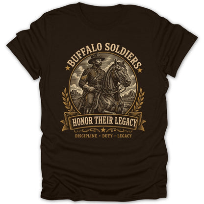 Buffalo Soldiers on horseback with text "Honor Their Legacy".