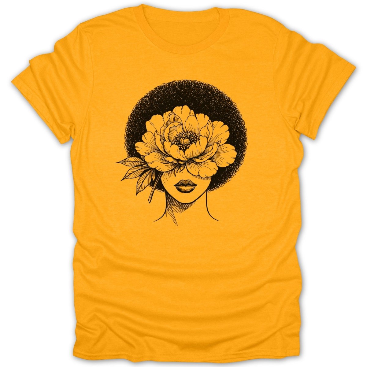 Afro Woman Peony Flower Tee - Zion Threadz