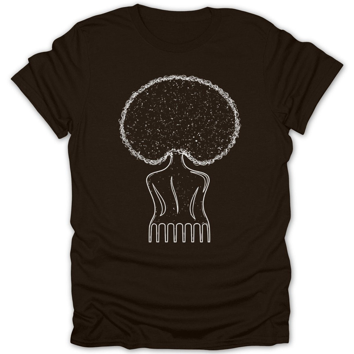 Afro Pick Girl Outline Tee - Zion Threadz