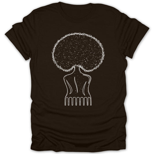 Afro Pick Girl Outline Tee - Zion Threadz